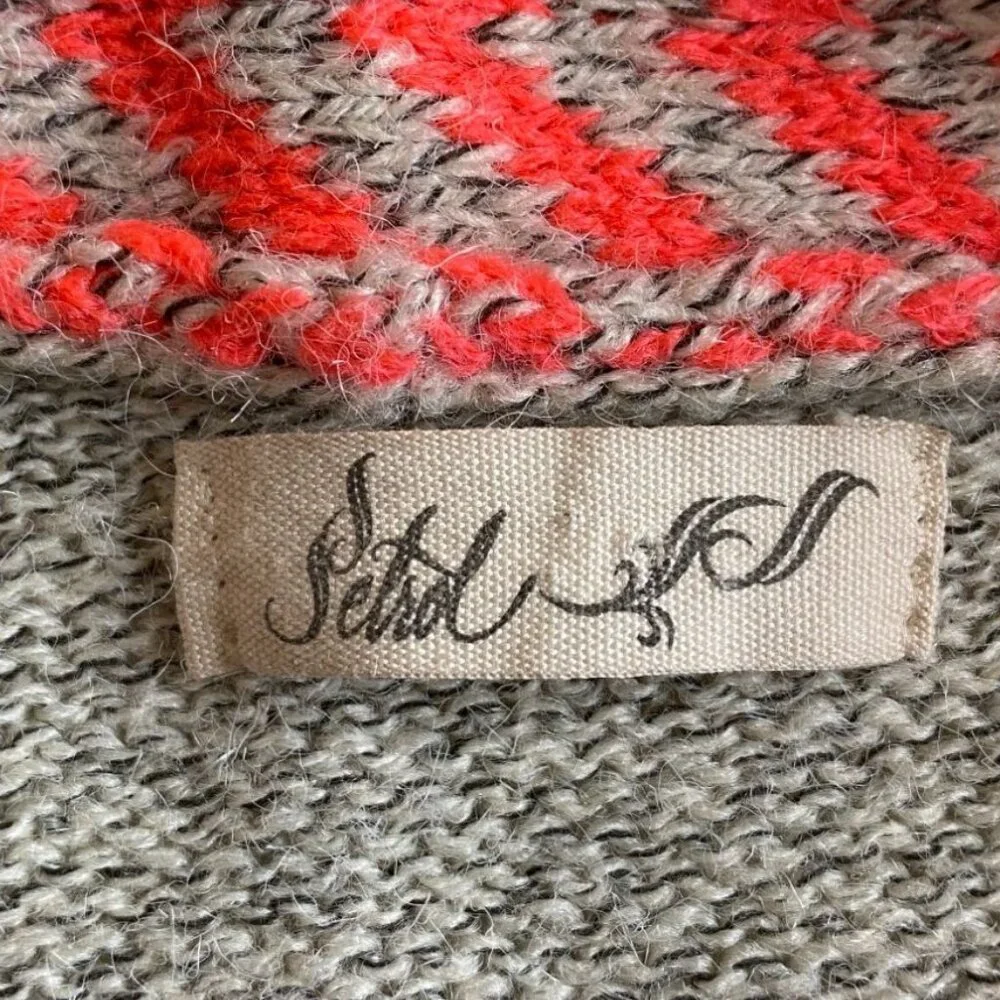Petrol Womens Grey and Red Marled Open Cardigan with Fringe Size S/M Boho - Picture 3 of 9